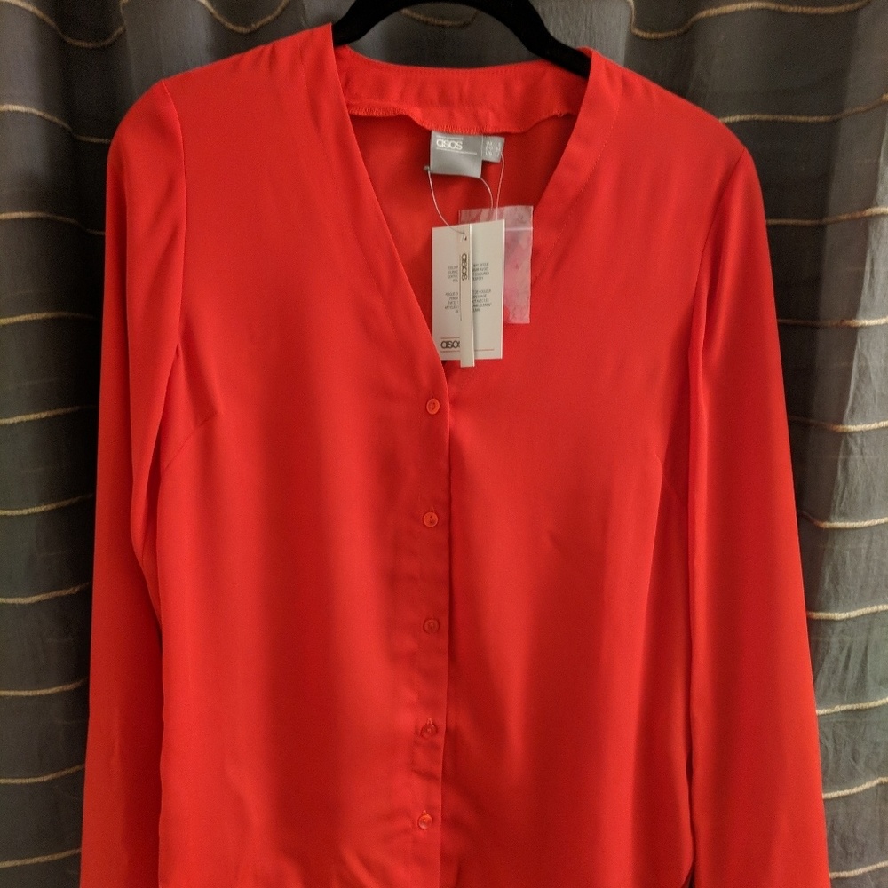 ASOS Red Button-Down Blouse